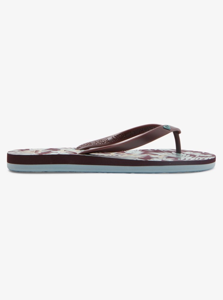 Chocolate Women's Roxy Tahiti Flip Flops | USA HAUW-01642