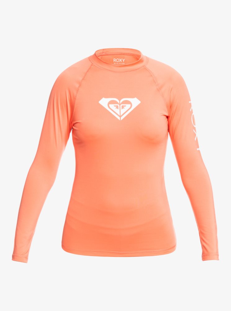 Coral Women's Roxy Whole Hearted Long Sleeve UPF 50 Rashguards | USA UNCQ-10978