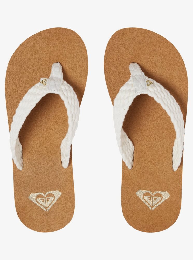 Cream Kids' Roxy 4-16 Porto Sandals | USA XWJQ-65481