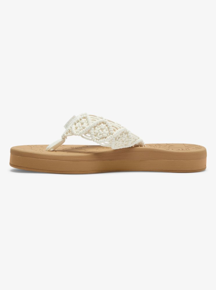 Cream Women's Roxy Colbee Hawaii Crochet Sandals | USA HDEJ-70159