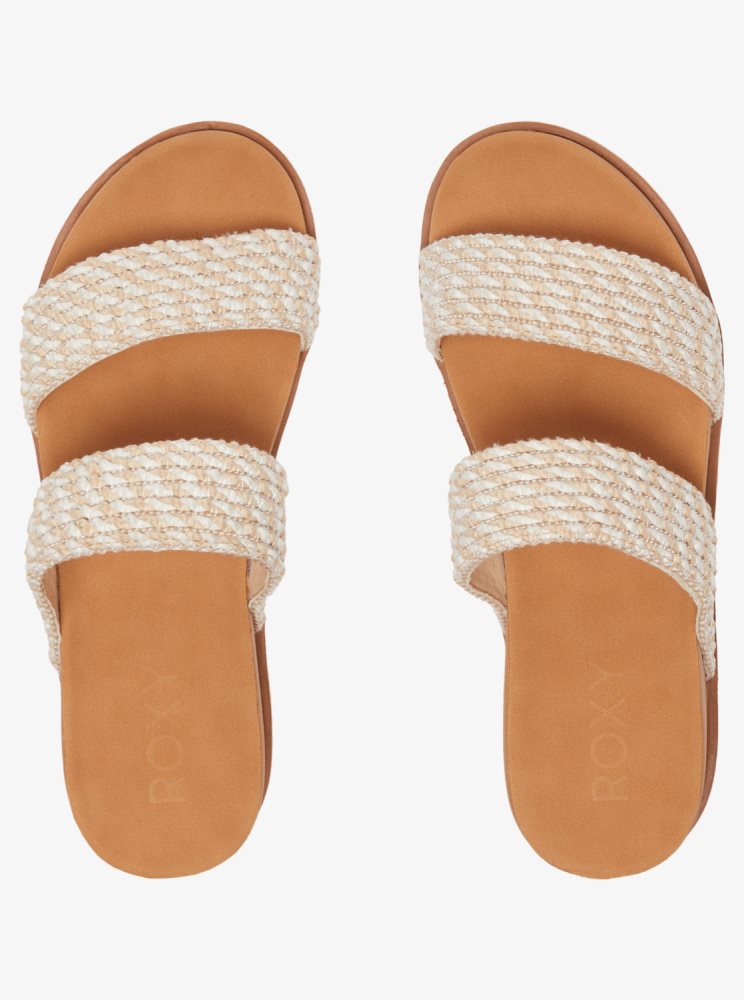 Cream Women's Roxy Summer Breeze Sandals | USA WLIY-03149