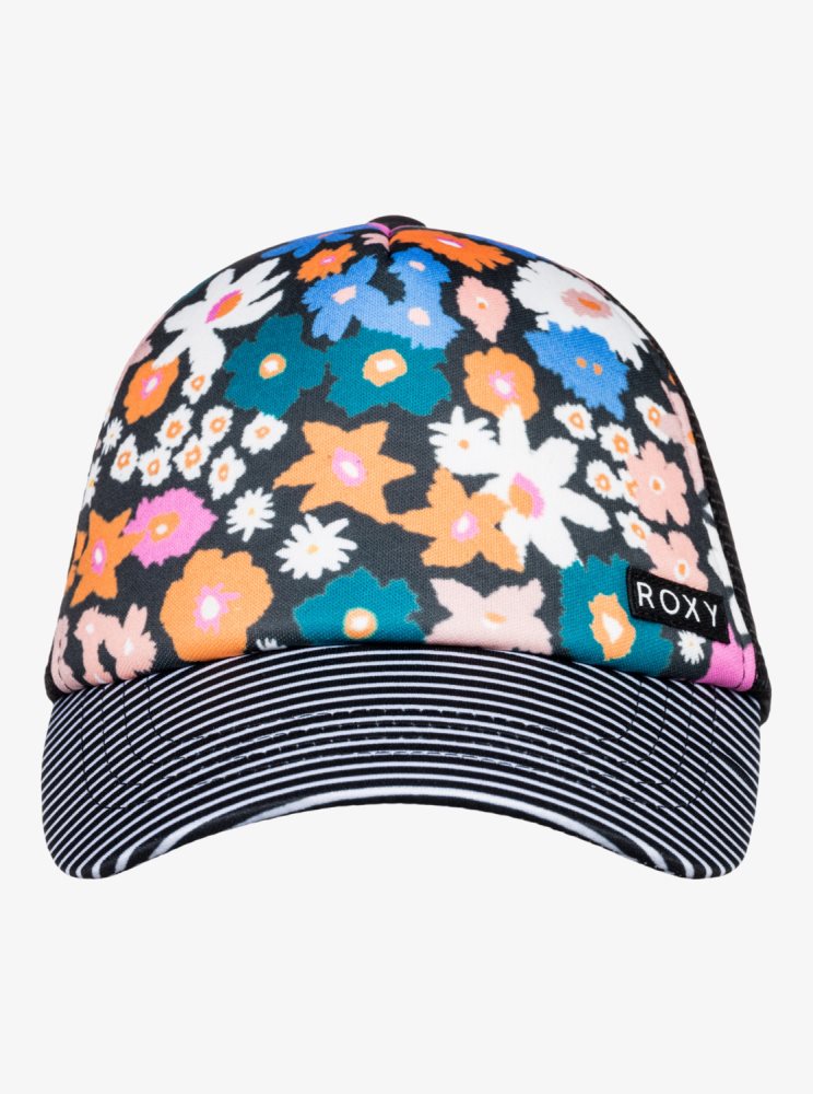 Dark Grey Flower Kids' Roxy 4-16 Honey Coconut Trucker Hats | USA ADOS-53896