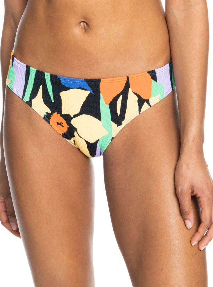 Dark Grey Flower Women's Roxy Color Jam Hipster Bikini Bottoms | USA CZAK-21486