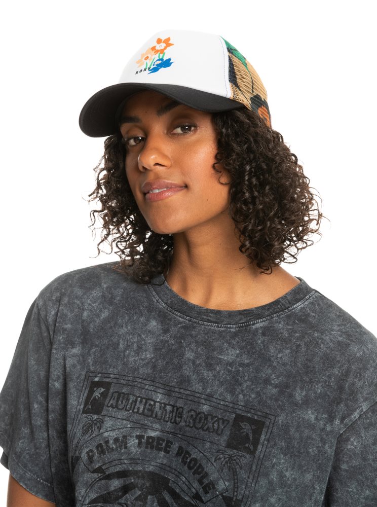 Dark Grey Flower Women\'s Roxy Donut Spain Trucker Hats | USA LCZY-52038