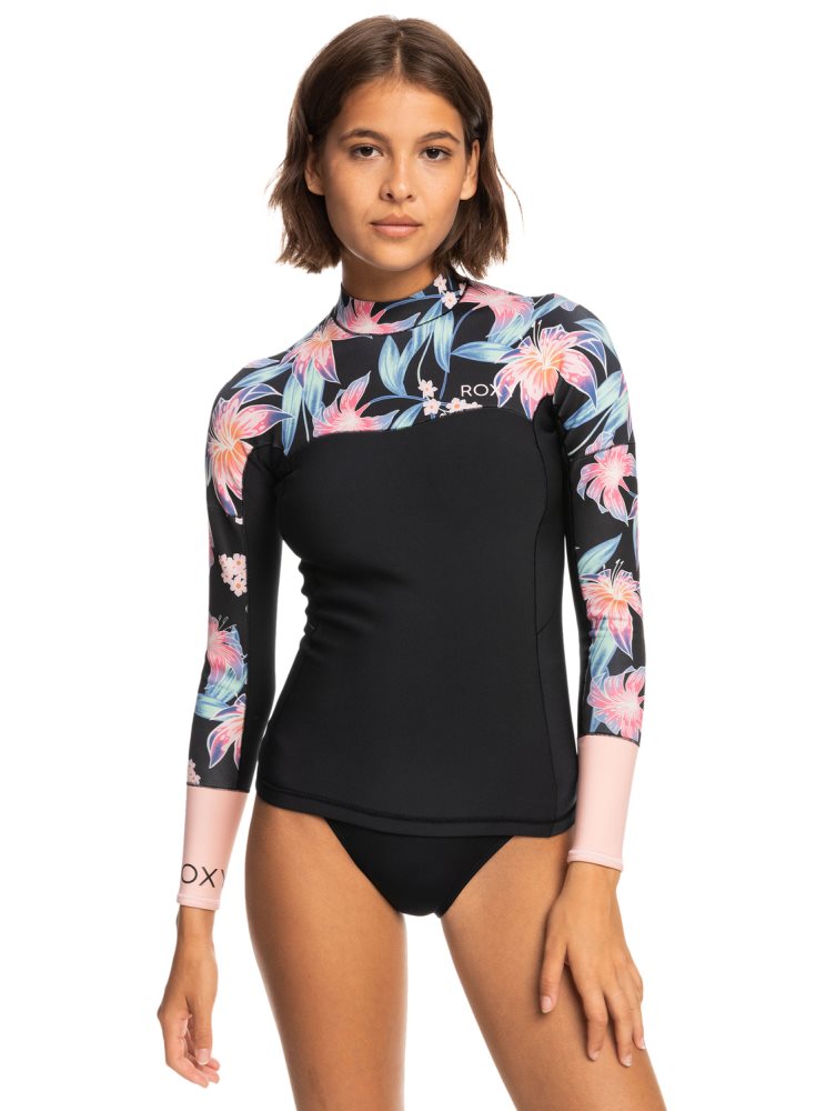 Dark Grey Women\'s Roxy 1mm Swell Series Long Sleeve Top Wetsuit | USA NQWC-61802