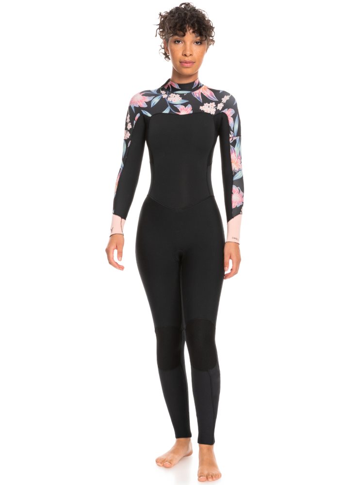 Dark Grey Women's Roxy 3/2mm Swell Series Back Zip Wetsuit | USA GPUZ-87263