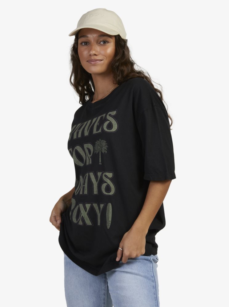 Dark Grey Women's Roxy Barracuda Oversized T Shirts | USA GTVC-30842