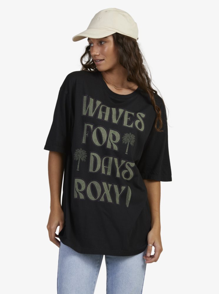 Dark Grey Women's Roxy Barracuda Oversized T Shirts | USA GTVC-30842