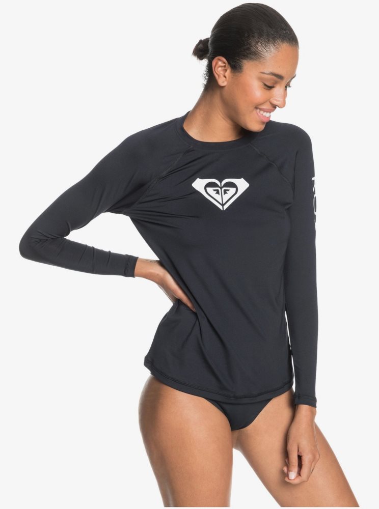 Dark Grey Women's Roxy Beach Classics Long Sleeve UPF 50 Rashguards | USA DVGY-29107