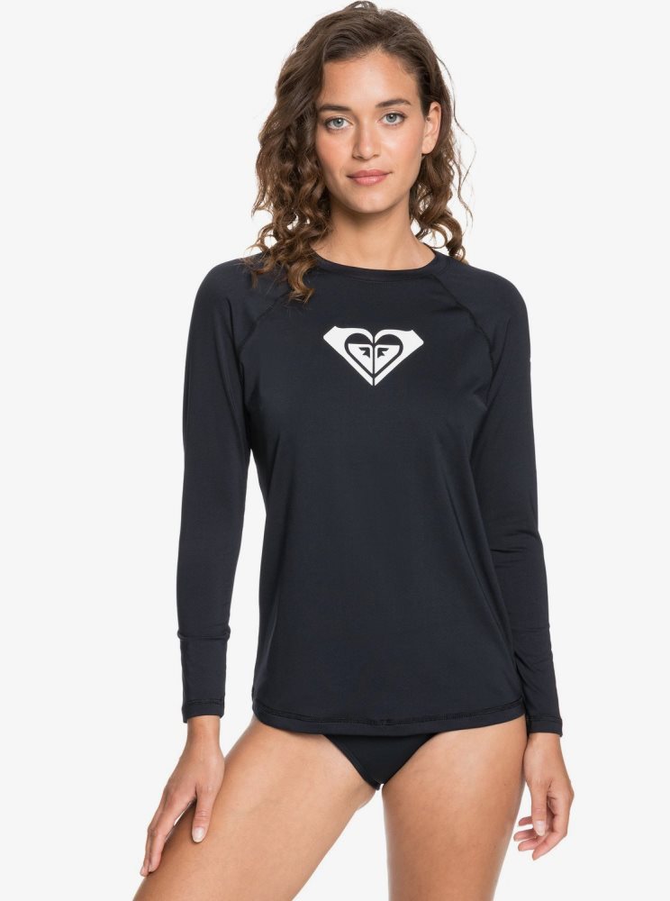 Dark Grey Women's Roxy Beach Classics Long Sleeve UPF 50 Rashguards | USA DVGY-29107