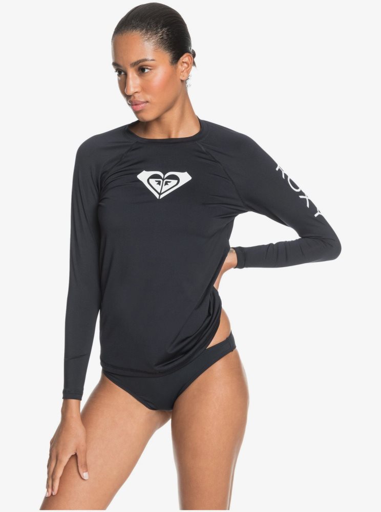 Dark Grey Women's Roxy Beach Classics Long Sleeve UPF 50 Rashguards | USA DVGY-29107