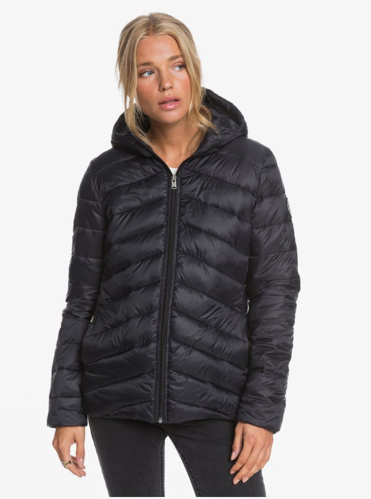 Dark Grey Women's Roxy Coast Road Hoodeds Jackets | USA CLWV-25684