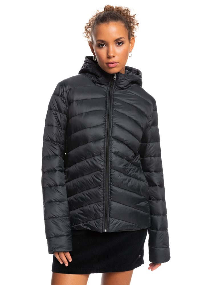 Dark Grey Women's Roxy Coast Road Hoodeds Jackets | USA CLWV-25684