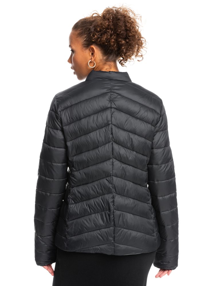 Dark Grey Women's Roxy Coast Road Puffy Zip-Up Jackets | USA HFGL-92854