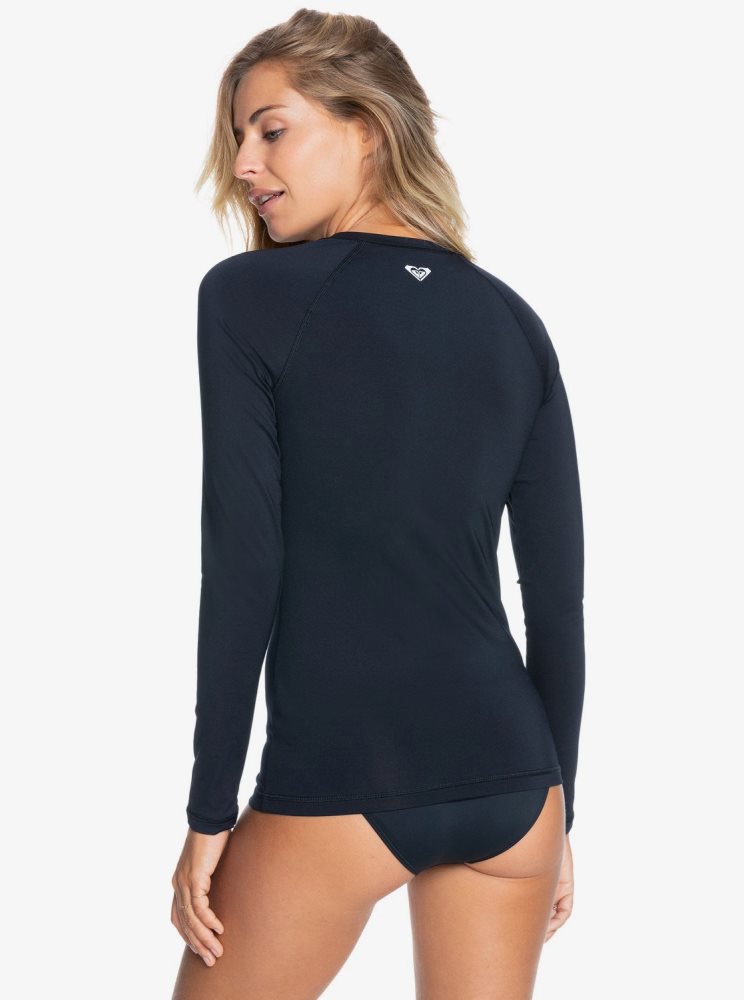 Dark Grey Women's Roxy Essentials UPF 50 Long Sleeve Front Zip Rashguards | USA XLFO-65239