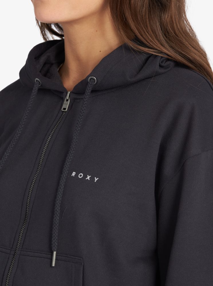 Dark Grey Women's Roxy Evening Hike Zip Up Hoodie | USA TNMF-78396