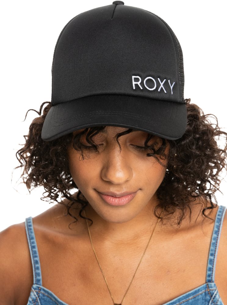 Dark Grey Women\'s Roxy Finishline 2 Black Trucker Hats | USA ECGP-01746