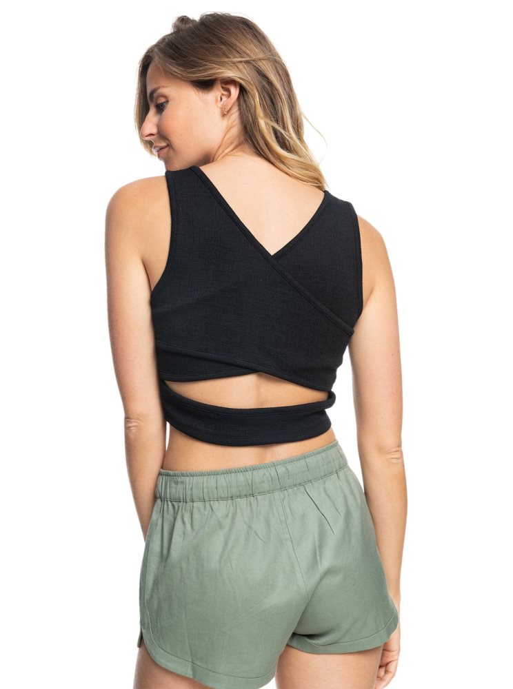 Dark Grey Women's Roxy Good Keepsake Crop Tops | USA DJMX-12063