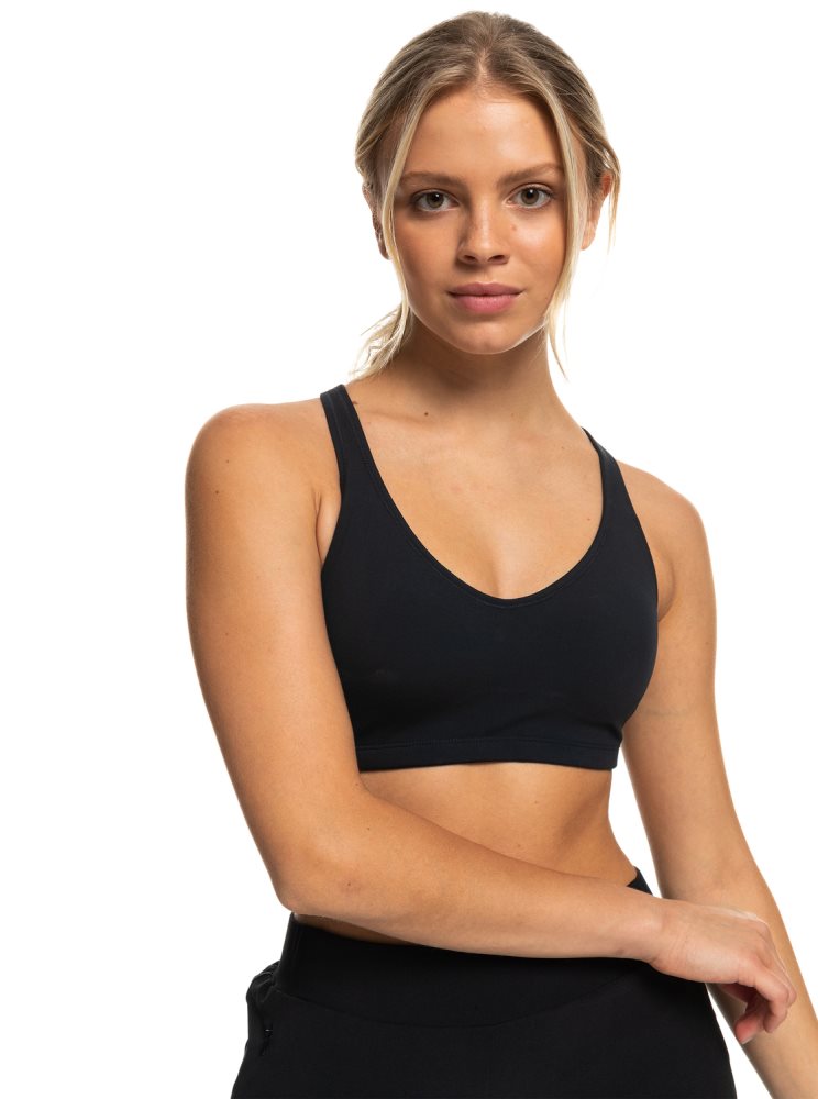 Dark Grey Women's Roxy Heart Into It Sports Bra | USA YOQK-27065