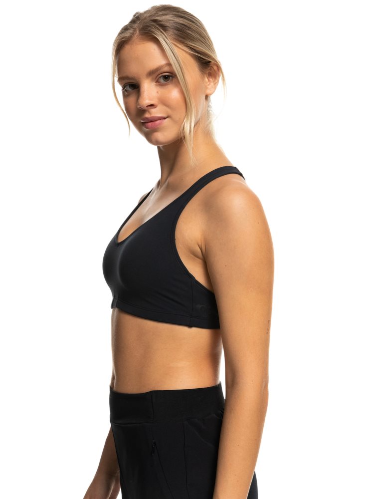 Dark Grey Women's Roxy Heart Into It Sports Bra | USA YOQK-27065