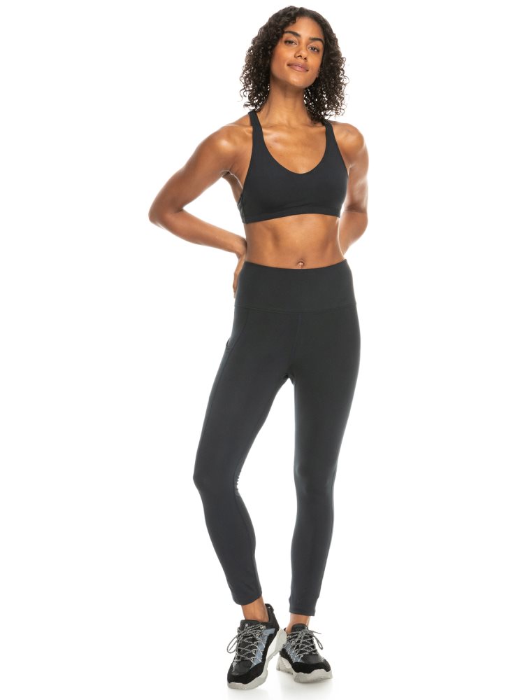 Dark Grey Women's Roxy Heart Into It Technical Leggings | USA VQRI-35968