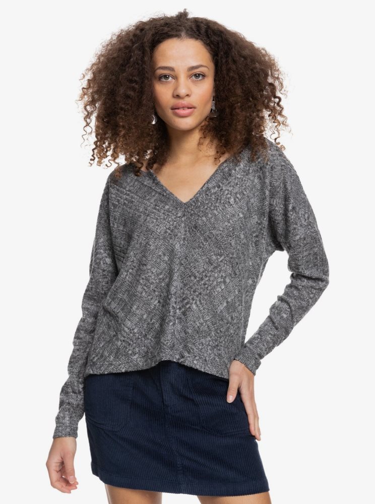 Dark Grey Women's Roxy High Tide Knit Tops | USA YPOM-43621