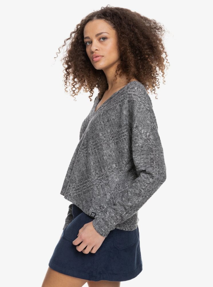 Dark Grey Women's Roxy High Tide Knit Tops | USA YPOM-43621