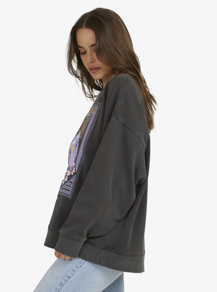 Dark Grey Women's Roxy Into The Night Sweatshirts | USA XGUE-79051