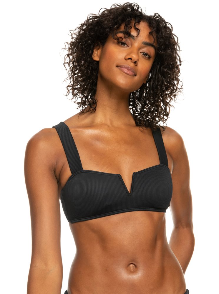 Dark Grey Women\'s Roxy Love Bralette Bikini Tops | USA XGWH-73149