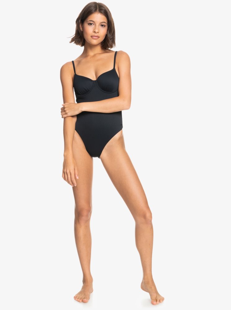 Dark Grey Women's Roxy Love The Muse One Piece Swimsuits | USA UCKZ-68439