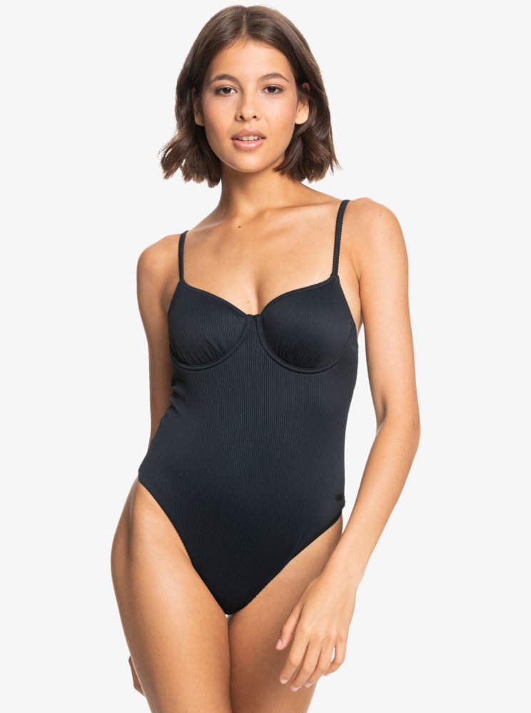 Dark Grey Women\'s Roxy Love The Muse One Piece Swimsuits | USA UCKZ-68439