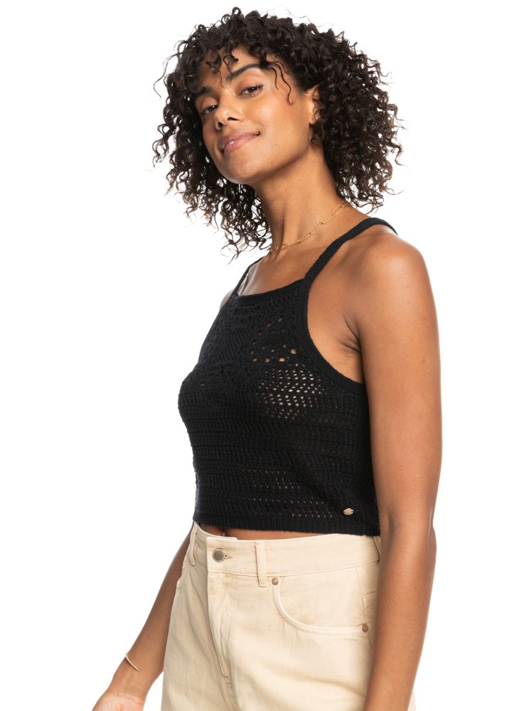 Dark Grey Women's Roxy Malibu Crush Knitted Halter Tops | USA UXMN-42038