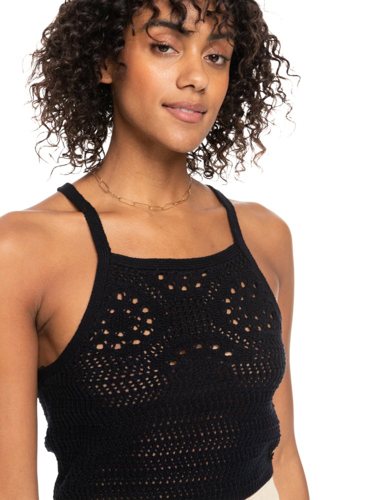 Dark Grey Women's Roxy Malibu Crush Knitted Halter Tops | USA UXMN-42038