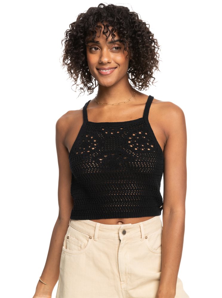 Dark Grey Women\'s Roxy Malibu Crush Knitted Halter Tops | USA UXMN-42038