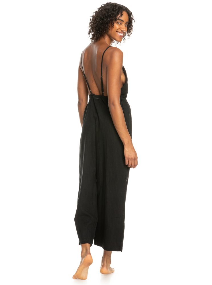 Dark Grey Women's Roxy Never Ending Summer Strappy Jumpsuit | USA DTHA-29658