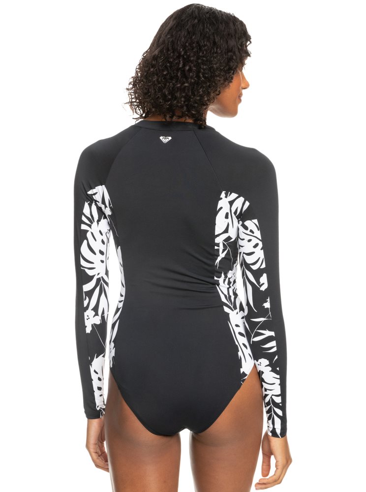 Dark Grey Women's Roxy Onesie Long Sleeve One Piece Swimsuits | USA HYWV-83654