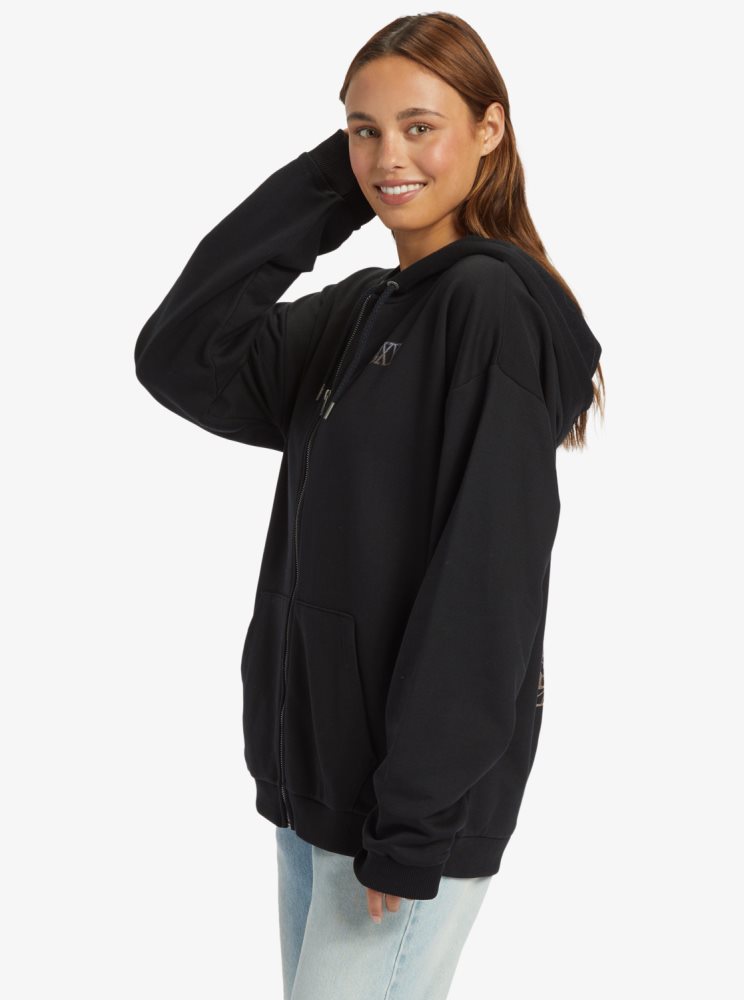 Dark Grey Women's Roxy Oversized Evening Hike B Oversize Hoodie | USA SECF-23714