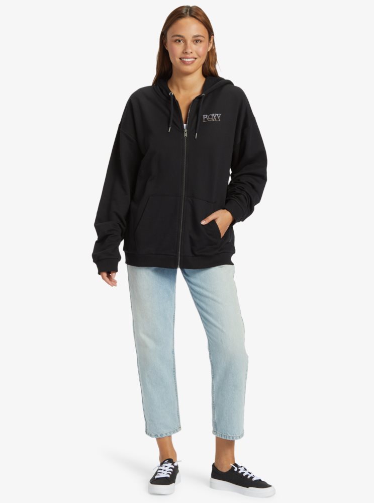 Dark Grey Women's Roxy Oversized Evening Hike B Oversize Hoodie | USA SECF-23714