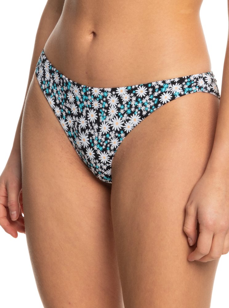 Dark Grey Women's Roxy Printed Beach Classics Cheeky Bikini Bottoms | USA GTHA-35192