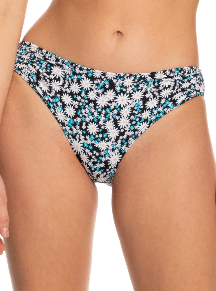 Dark Grey Women\'s Roxy Printed Beach Classics Cheeky Bikini Bottoms | USA GTHA-35192