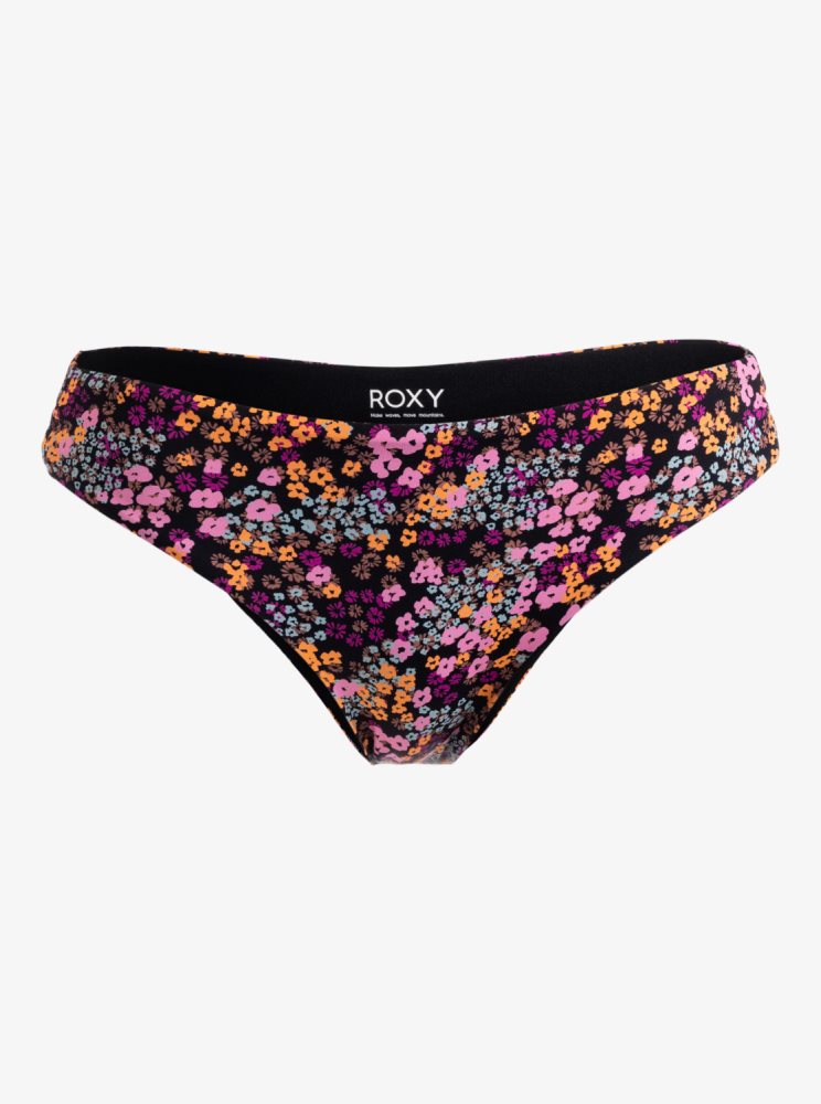 Dark Grey Women's Roxy Printed Beach Classics Hipster Bikini Bottoms | USA LVFQ-76592