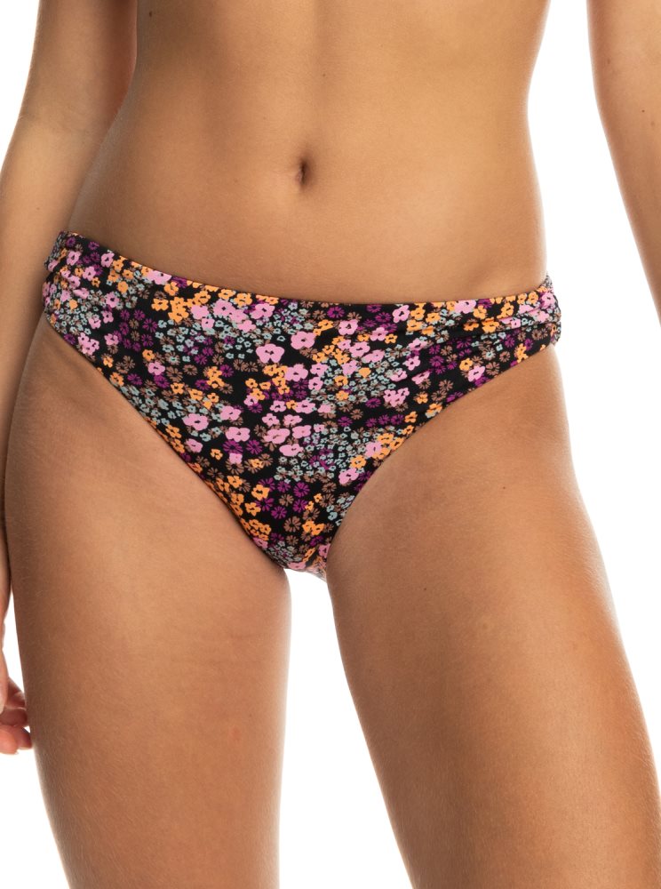 Dark Grey Women\'s Roxy Printed Beach Classics Hipster Bikini Bottoms | USA LVFQ-76592