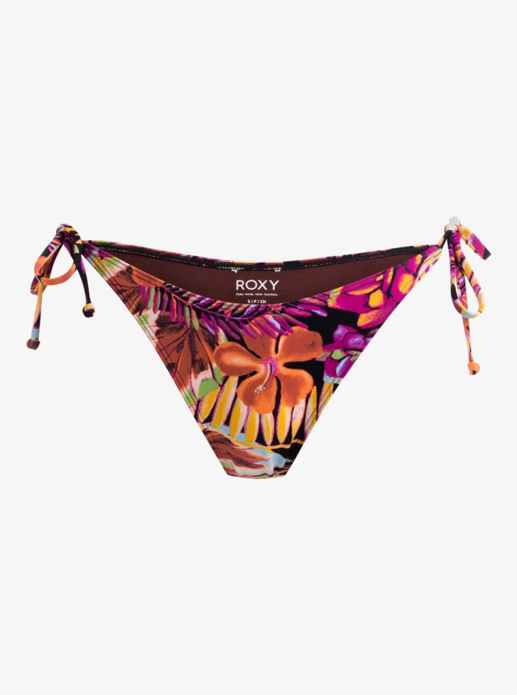 Dark Grey Women's Roxy Printed Beach Classics Cheeky Bikini Bottoms | USA SOTQ-73951