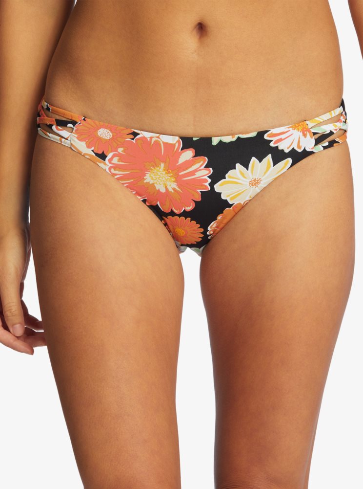 Dark Grey Women's Roxy Printed Beach Classics Hipster Bikini Bottoms | USA TURD-93601