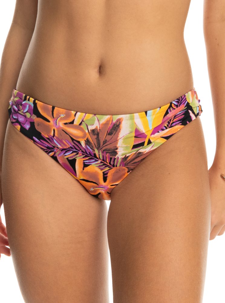 Dark Grey Women\'s Roxy Printed Beach Classics Hipster Bikini Bottoms | USA VEID-61893