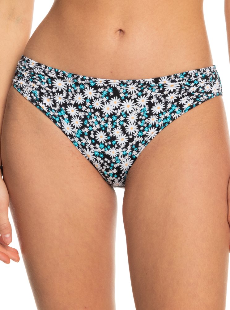 Dark Grey Women\'s Roxy Printed Beach Classics Hipster Bikini Bottoms | USA ZJDU-78031