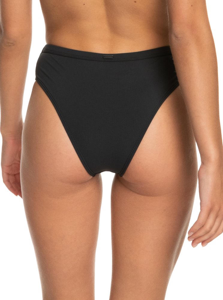 Dark Grey Women's Roxy Pro The Backside Moderate Bikini Bottoms | USA JNDQ-45829