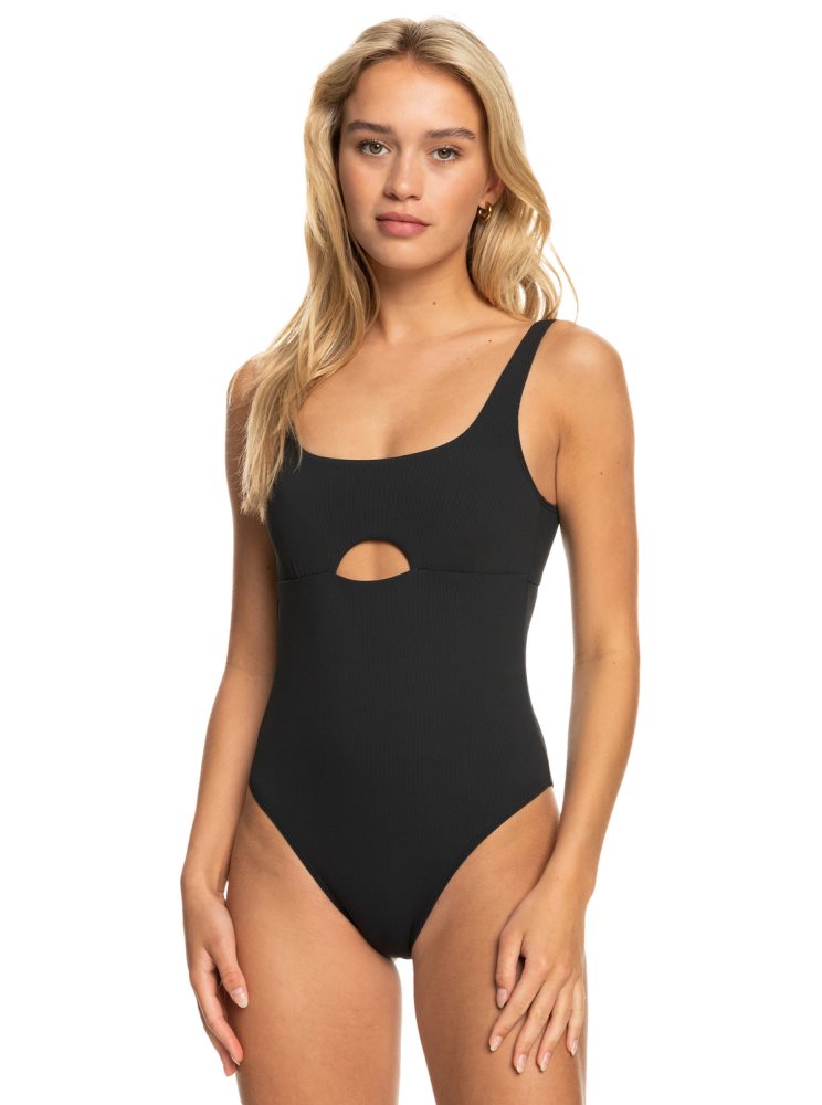 Dark Grey Women's Roxy Pro The Double Line One Piece Swimsuits | USA WMVP-86305