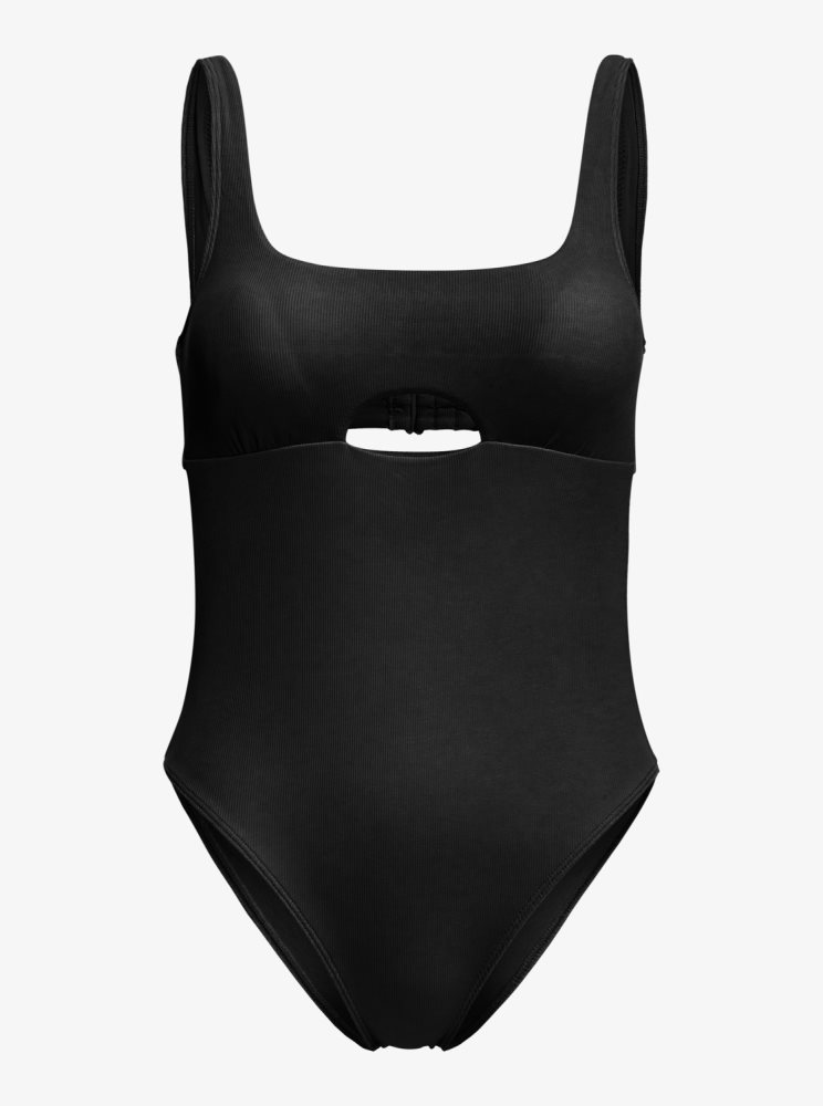 Dark Grey Women's Roxy Pro The Double Line One Piece Swimsuits | USA WMVP-86305