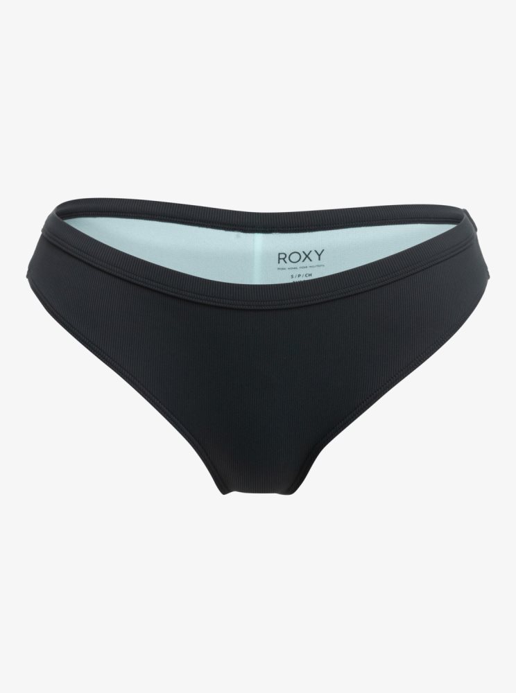 Dark Grey Women's Roxy Pro The Snap Turn Cheeky Bikini Bottoms | USA YJNK-81053